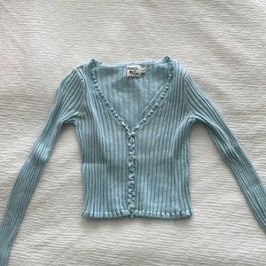 Princess Polly Light Blue Ribbed Long-sleeve Sweater